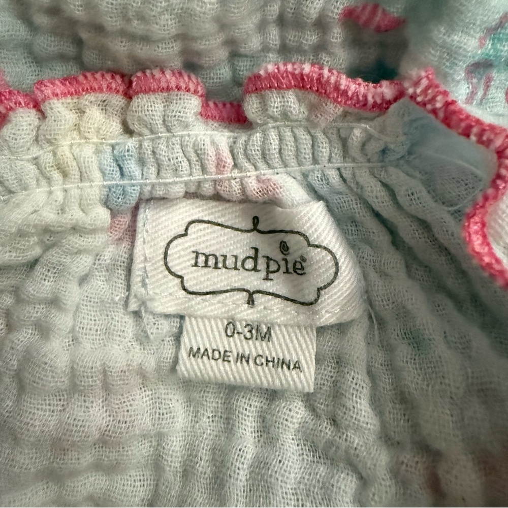 Mud Pie Baby Girl 0-3M Mermaid Print Bubble Romper Summer Outfit Beach‎ Resort - Picture 3 of 3